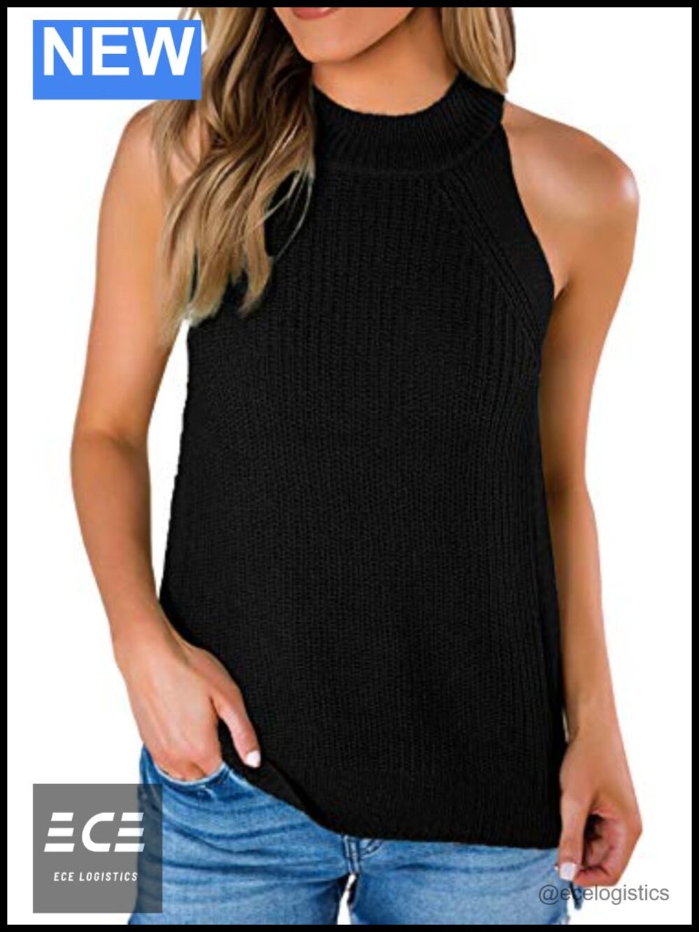 Women's Summer Halter Tank Top Sleeveless Knit Cami Sweater Vest